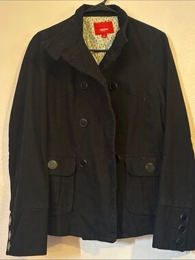 Mossimo Womanβs Vintage Black Corduroy Double-Breasted Pea Coat, Size S